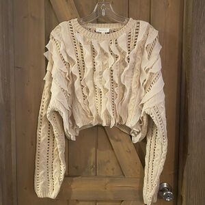 Anthropologie Mable S
Cream Open Knit Sweater
Crop Top Oversized Slouchy
Ruffle